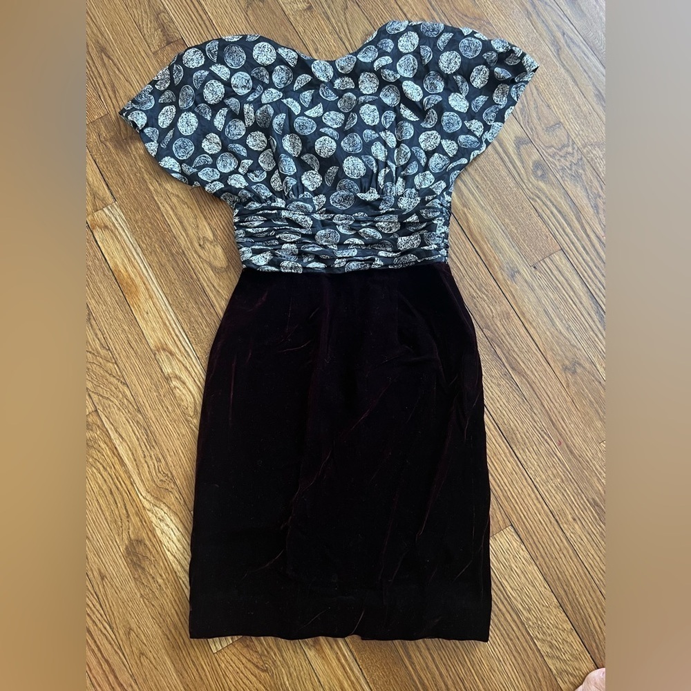 Black White and Wine Red Dress By Silk Studio